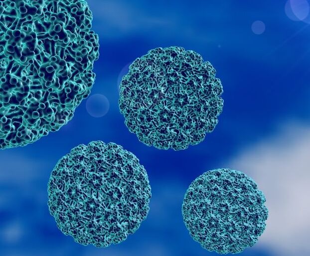 Model 3D wirusa HPV wywołującego brodawki na piętach